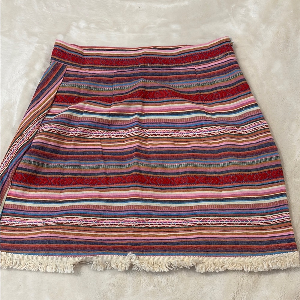 Marshalls Red Pink Ruffled Mini A-Line Skirt for Casual Wear